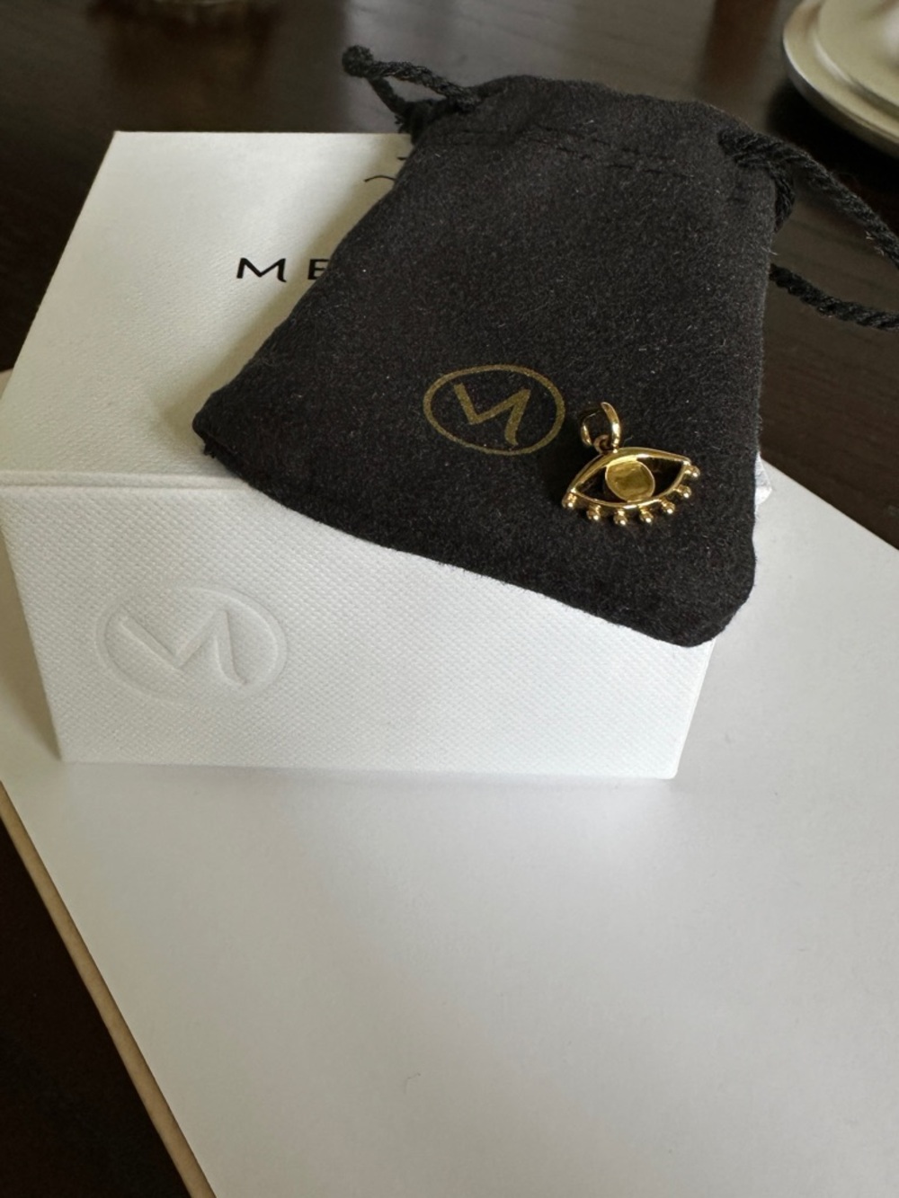 Mejuri 14K Gold Evil Eye Beaded Charm Pendant